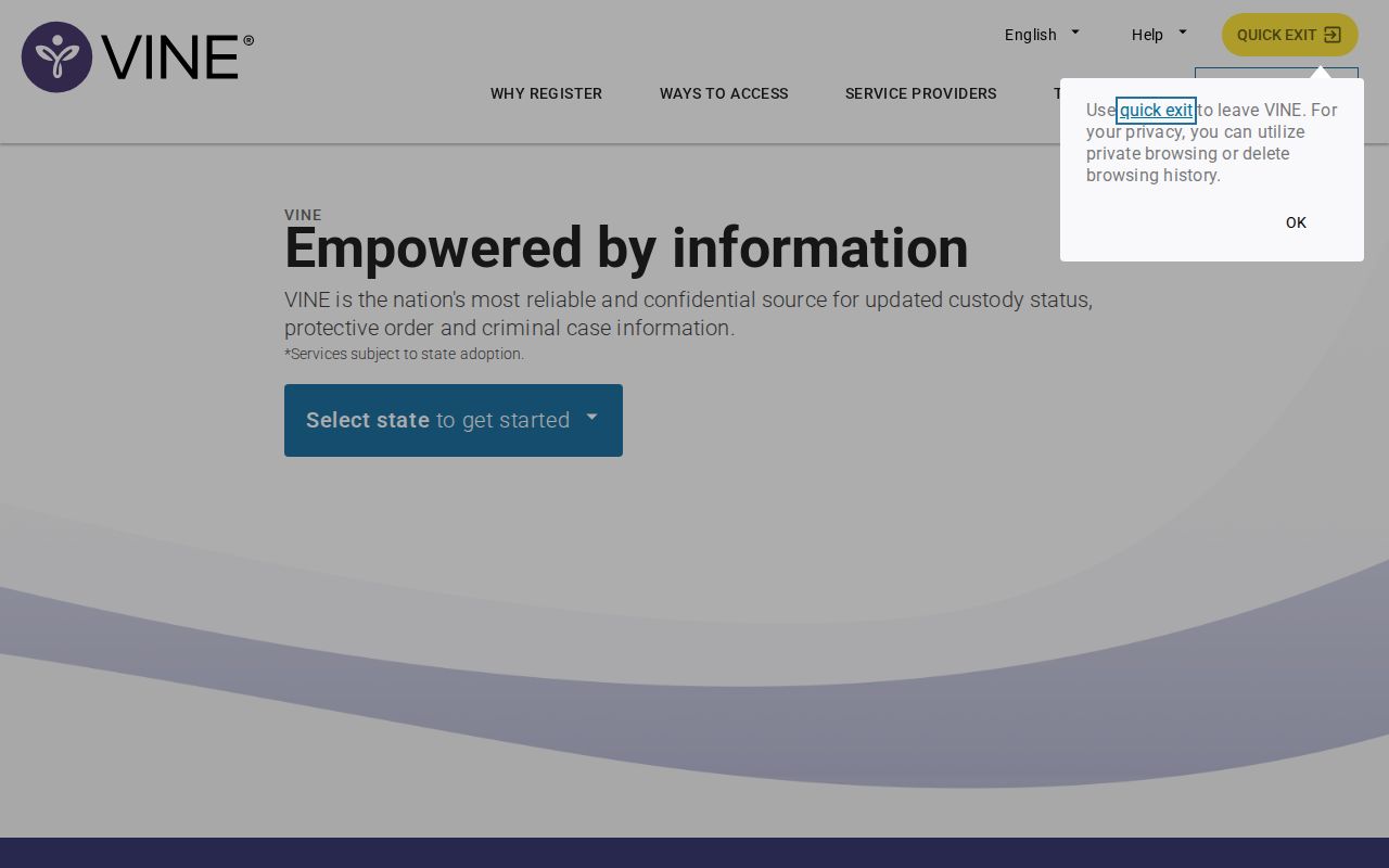 VINELink custody search and notification service