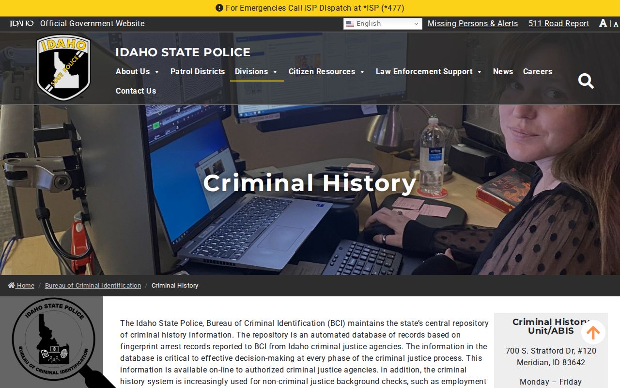 Idaho BCI criminal history repository information