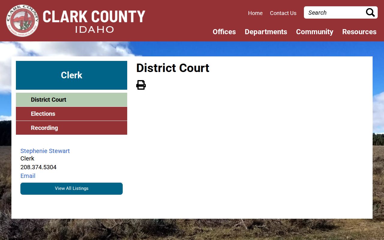 Clark County District Court official records page