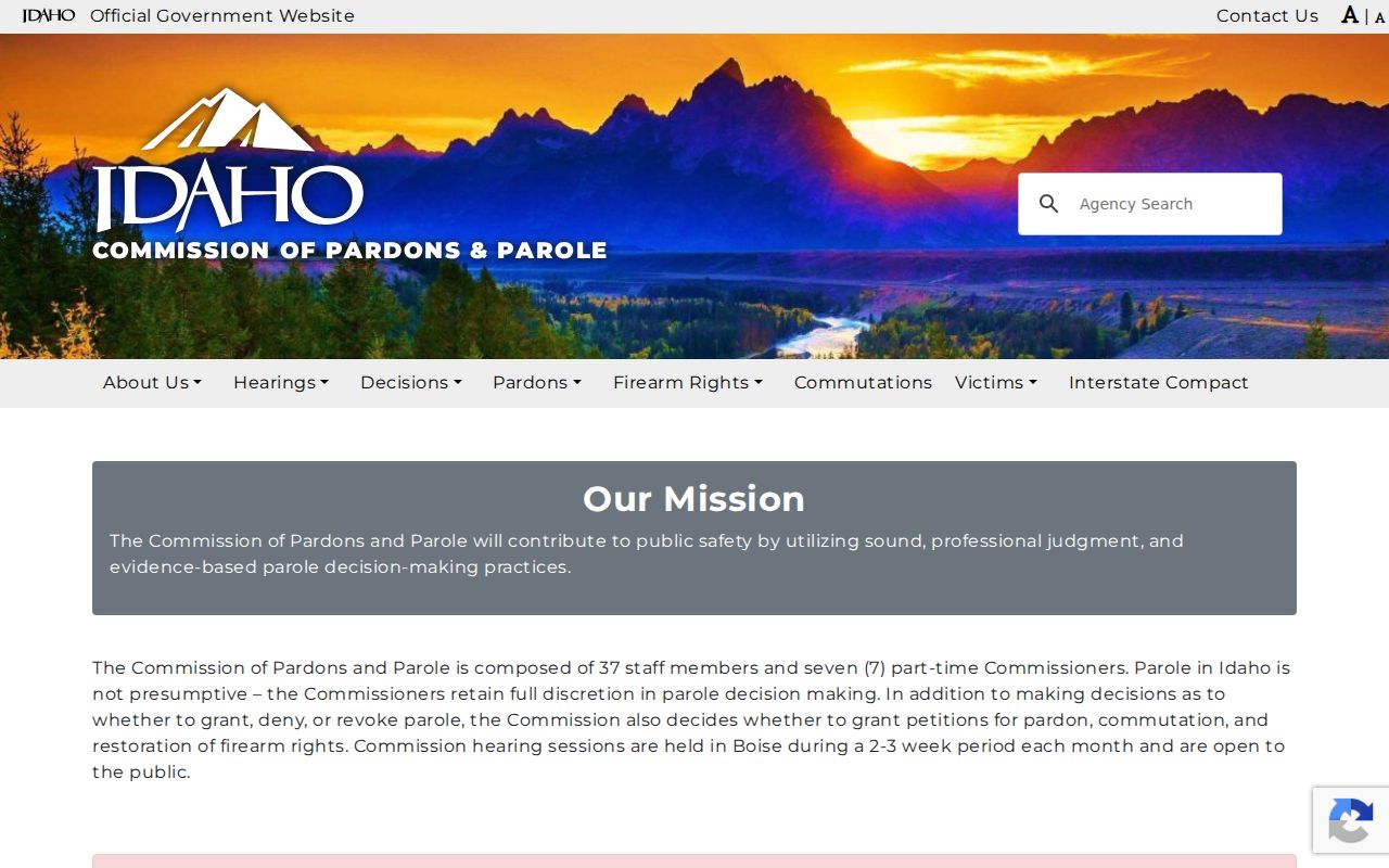 Clark County criminal history Idaho parole authority