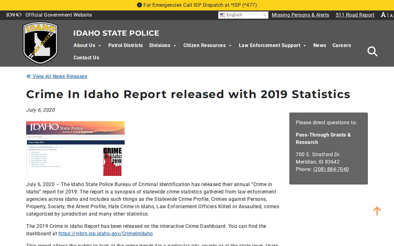 Clark County criminal history official Idaho crime statistics