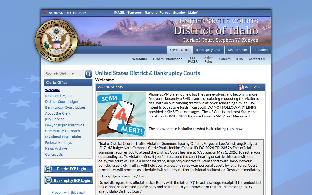 Clark County criminal history District of Idaho court