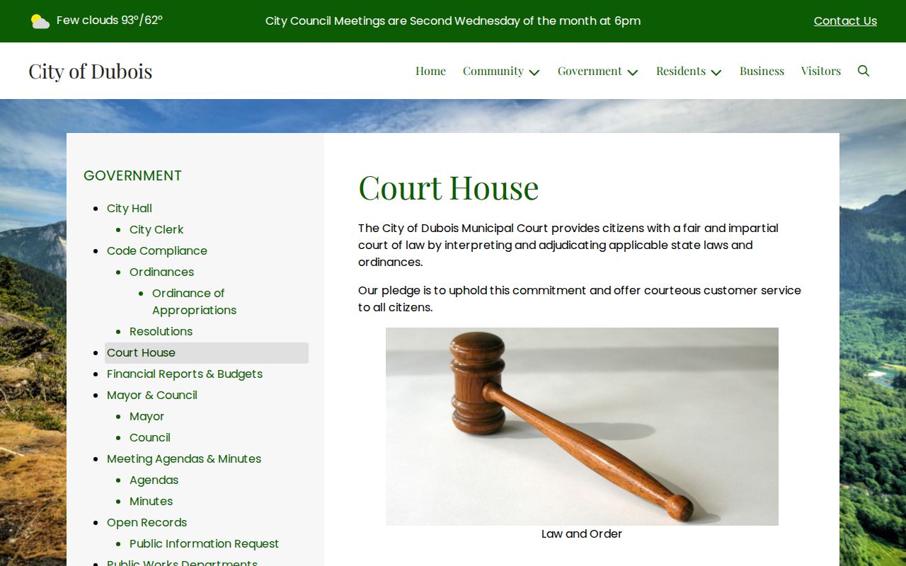 Dubois criminal records municipal court source